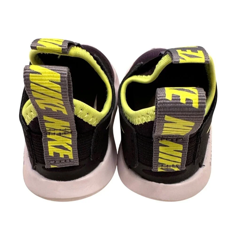 Nike Flex Runner Size 4 Child Infant Sneaker Black Neon NWOB